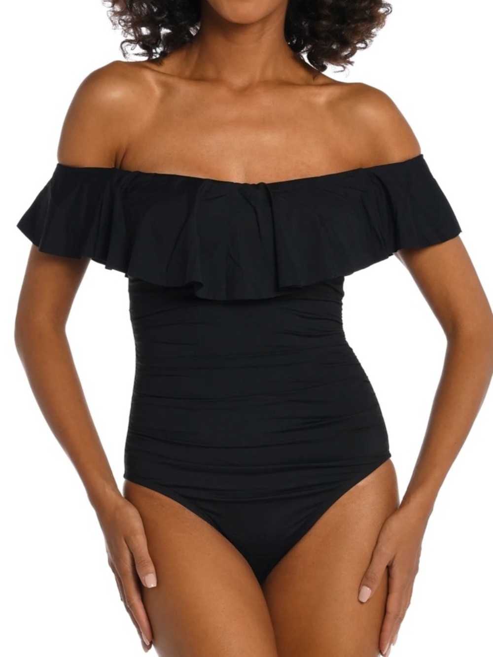 NWT La Blanca Women's Off Shoulder Ruffle Island Goddess Bathing Suit 16